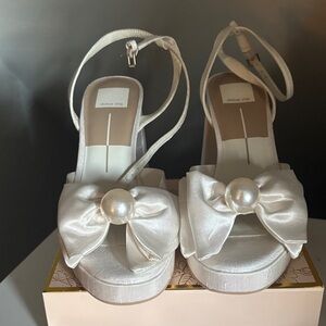 Dolce Vita Pearl-Embellished White Heels
